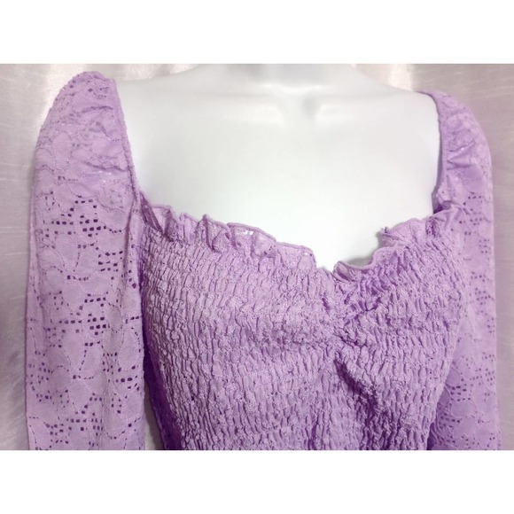 ROMANTIC VENUS Purple Blouse Sexy Lilac Lace Top - Picture 3 of 9